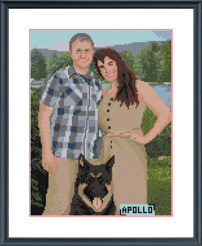 family portrait into cross stitch